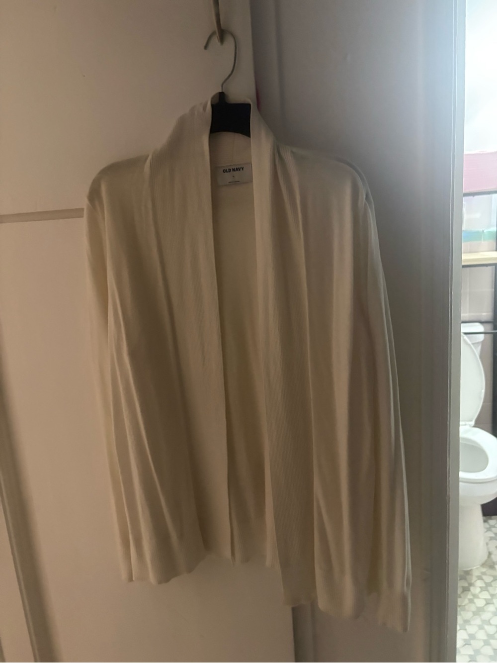 Old Navy Cream Open-Front Shawl Collar Cardigan - Picture 2 of 2